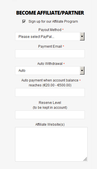 Signing up for User and Affiliate Account